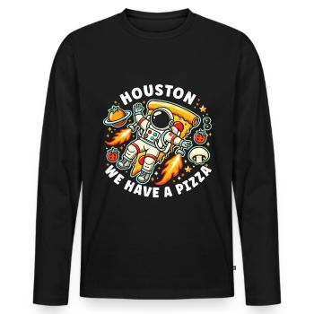 Fast Food Pizza Lovers Pizza Food Italian - Men's Premium Organic Long Sleeve Shirt - black - Front - Nico (187cm)