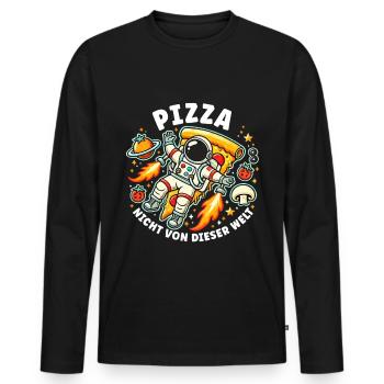 Fast Food Pizza Lovers Pizza Food Italian - Men's Premium Organic Long Sleeve Shirt - black - Front - Nico (187cm)