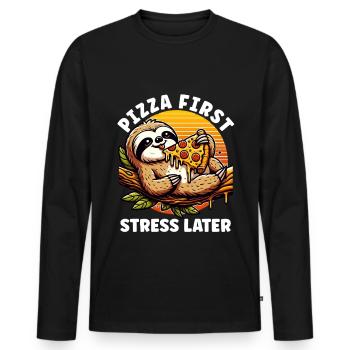 Fast Food Pizza Lovers Pizza Food Italian - Men's Premium Organic Long Sleeve Shirt - black - Front - Nico (187cm)