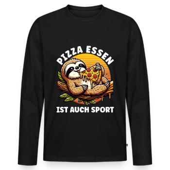 Fast Food Pizza Lovers Pizza Food Italian - Men's Premium Organic Long Sleeve Shirt - black - Front - Nico (187cm)