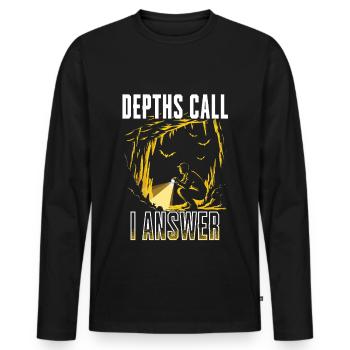 Höhlenforschung Spelunking Depths Call - Men's Premium Organic Long Sleeve Shirt - black - Front - Nico (187cm)