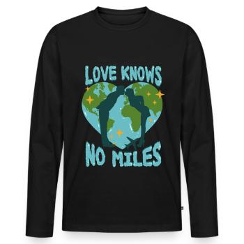 Long-Distance Relationship Love Knows No Miles - Men's Premium Organic Long Sleeve Shirt - black - Front - Nico (187cm)