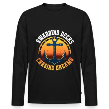 Deckhand Deckhelpers Swabbing Decks - Men's Premium Organic Long Sleeve Shirt - black - Front - Nico (187cm)