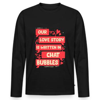 Long-Distance Relationship Love Story Hosted In Chat Bubbles - Men's Premium Organic Long Sleeve Shirt - black - Front - Nico (187cm)