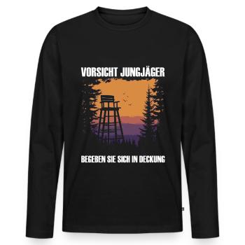 Cadeau de chasseur Permis de chasse passé drôle - T-shirt manches longues Premium bio Homme - noir - Devant - Nico (187cm)