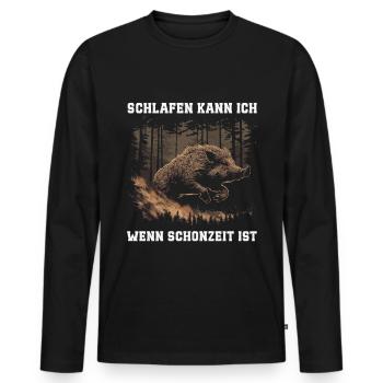 Cadeau de chasseur Permis de chasse passé drôle - T-shirt manches longues Premium bio Homme - noir - Devant - Nico (187cm)