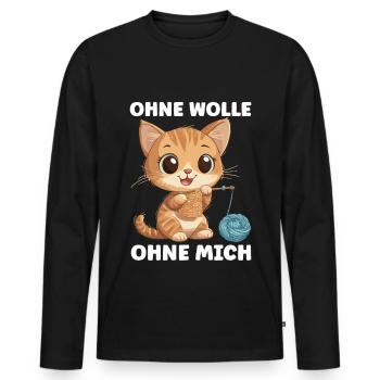 Drôle de dicton crochet tricot laine couture - T-shirt manches longues Premium bio Homme - noir - Devant - Nico (187cm)