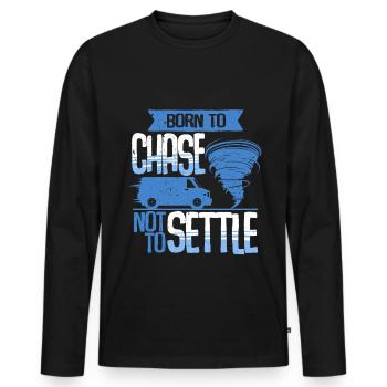 Sturmjäger Born to chase not to settle - Men's Premium Organic Long Sleeve Shirt - black - Front - Nico (187cm)