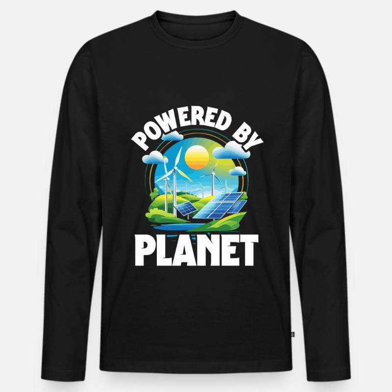 Umweltschützer Powered by Planet - Männer Premium Bio Langarmshirt - Schwarz