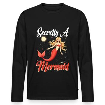 Mermaid Mermaids Secretly A Mermaid - Men's Premium Organic Long Sleeve Shirt - black - Front - Nico (187cm)