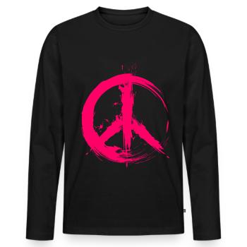 Hippy Peace Symbol Hippie Frieden Freiheit Liebe - Männer Premium Bio Langarmshirt - Schwarz - Vorne - Nico (187cm)