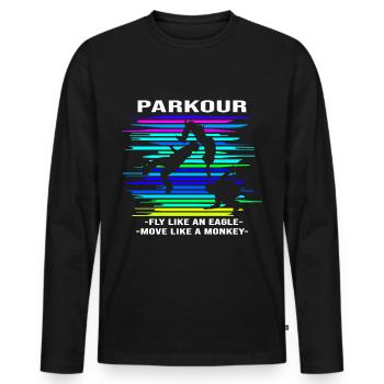 Parkour Backflip - T-shirt manches longues Premium bio Homme - noir - Devant - Nico (187cm)