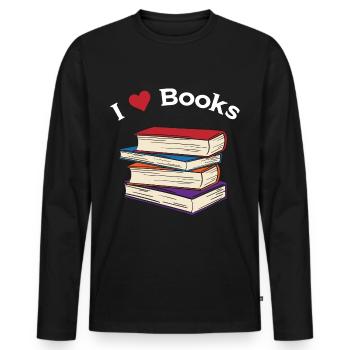 Buch Bücher Liebe - Männer Premium Bio Langarmshirt - Schwarz - Vorne - Nico (187cm)