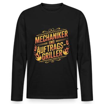 Mechaniker und Auftragsgriller - Männer Premium Bio Langarmshirt - Schwarz - Vorne - Nico (187cm)