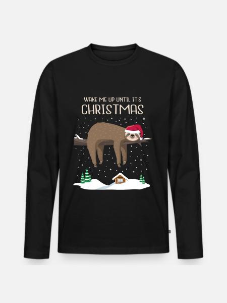Faultier Weihnachten Sloth christmas Geschenk wake - Männer Premium Bio Langarmshirt - Schwarz