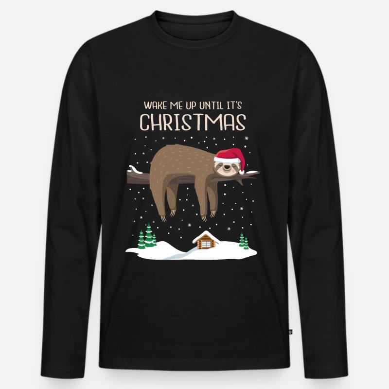 Faultier Weihnachten Sloth christmas Geschenk wake - Männer Premium Bio Langarmshirt - Schwarz