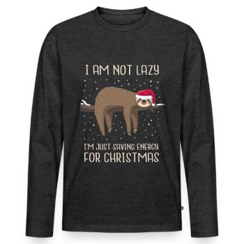 Cadeau d'énergie de paresse de Noël - T-shirt manches longues Premium bio Homme - anthracite chiné - Devant - Nico (187cm)