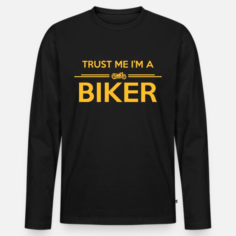 trust me I'm a biker - Männer Premium Bio Langarmshirt - Schwarz