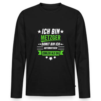 Cooler than you - I'm a butcher - Men's Premium Organic Long Sleeve Shirt - black - Front - Nico (187cm)