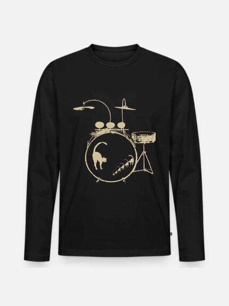 Schlagzeuger - Vintage Drum Set - Männer Premium Bio Langarmshirt - Schwarz