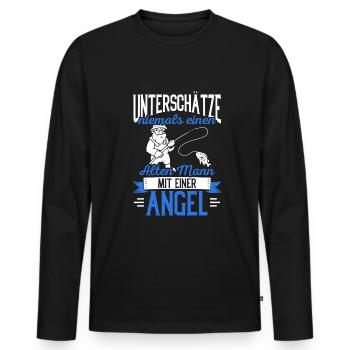 Unterschätze niemals einen alten Mann mit einer An - Männer Premium Bio Langarmshirt - Schwarz - Vorne - Nico (187cm)