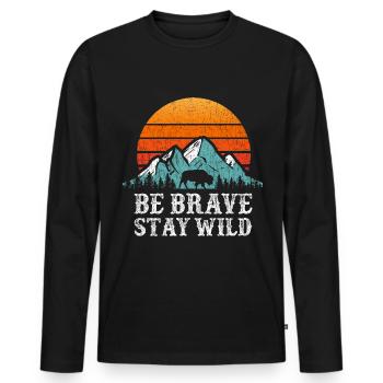 Road trip en camping-car en camping-car Wildness Travel - T-shirt manches longues Premium bio Homme - noir - Devant - Nico (187cm)