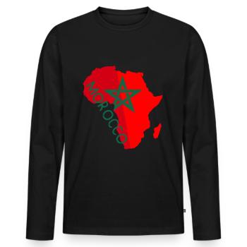 Maroc Afrique - T-shirt manches longues Premium bio Homme - noir - Devant - Nico (187cm)