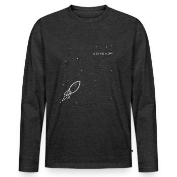 Vers la Lune - T-shirt manches longues Premium bio Homme - anthracite chiné - Devant - Nico (187cm)