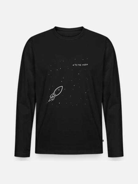 To the moon - Männer Premium Bio Langarmshirt - Schwarz