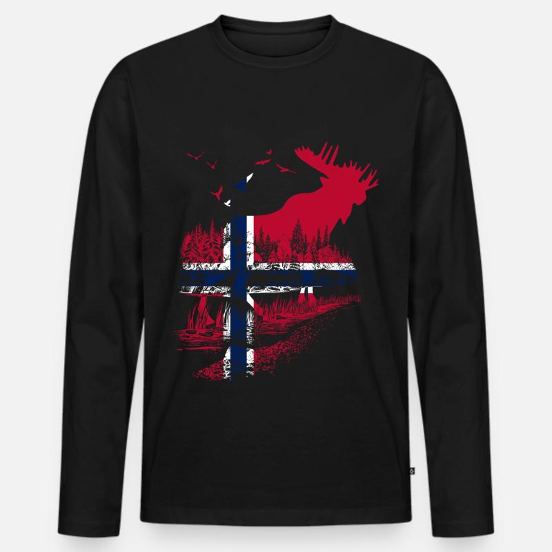 NORWEGEN ELCH - Männer Premium Bio Langarmshirt - Schwarz