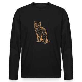 cat - Men's Premium Organic Long Sleeve Shirt - black - Front - Nico (187cm)