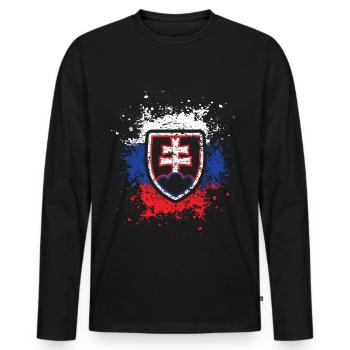 Slovénie UE - T-shirt manches longues Premium bio Homme - noir - Devant - Nico (187cm)