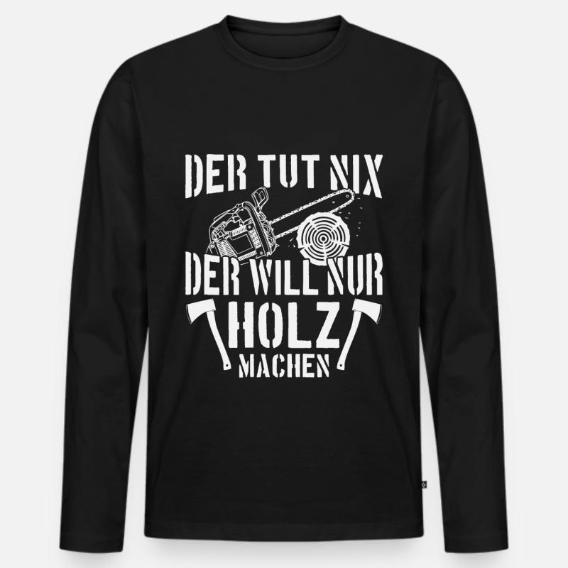 Holzfäller Forstarbeiter Geschenk - Männer Premium Bio Langarmshirt - Schwarz