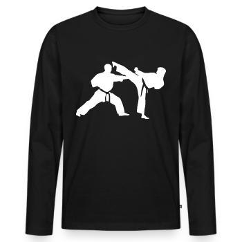 Karate - Männer Premium Bio Langarmshirt - Schwarz - Vorne - Nico (187cm)