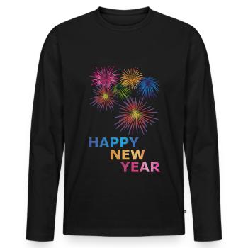 New Year Happy new year - Men's Premium Organic Long Sleeve Shirt - black - Front - Nico (187cm)