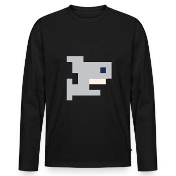 Sharky Hai Shark Sea Poisson Design Design Pixel 8bit - T-shirt manches longues Premium bio Homme - noir - Devant - Nico (187cm)