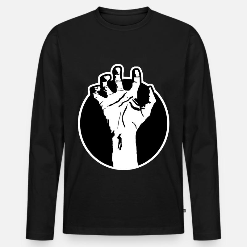 Zombie Hand Logo - Männer Premium Bio Langarmshirt - Schwarz