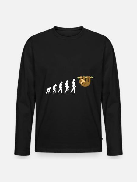 Evolution Sloth Faultier Tier Tierliebe Sweet Love - Männer Premium Bio Langarmshirt - Schwarz
