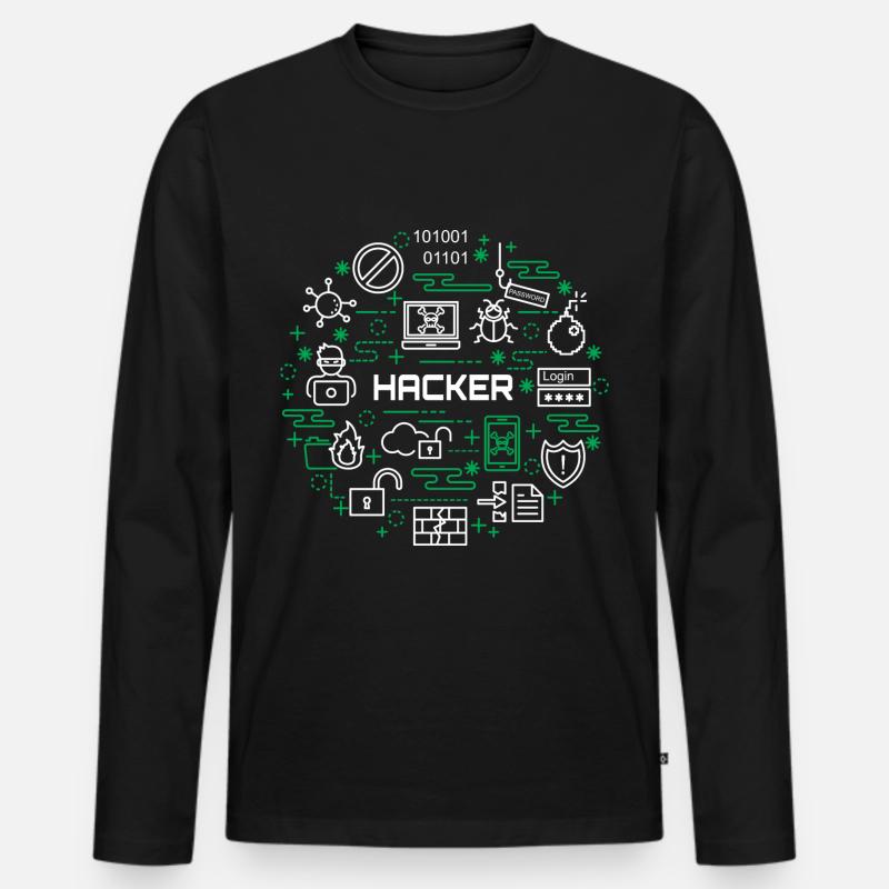Hacker - Männer Premium Bio Langarmshirt - Schwarz