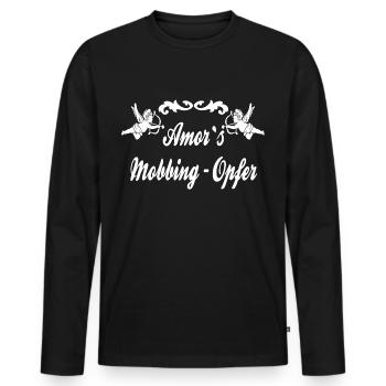 Amors Mobbing Opfer, Liebe, Liebeskummer Humor FUN - Männer Premium Bio Langarmshirt - Schwarz - Vorne - Nico (187cm)