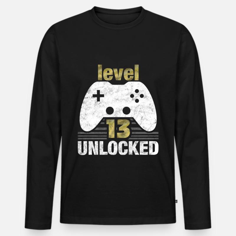 Gaming Level 13 - Männer Premium Bio Langarmshirt - Schwarz