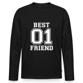 Best Friend 01 - T-shirt manches longues Premium bio Homme - noir - Devant - Nico (187cm)