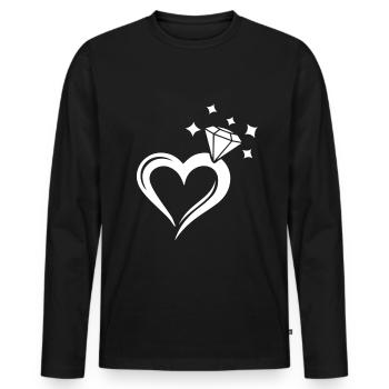 Heart Ring Diamond Marry Wedding - Men's Premium Organic Long Sleeve Shirt - black - Front - Nico (187cm)