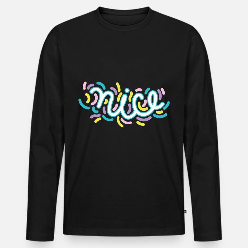 Nice - Männer Premium Bio Langarmshirt - Schwarz