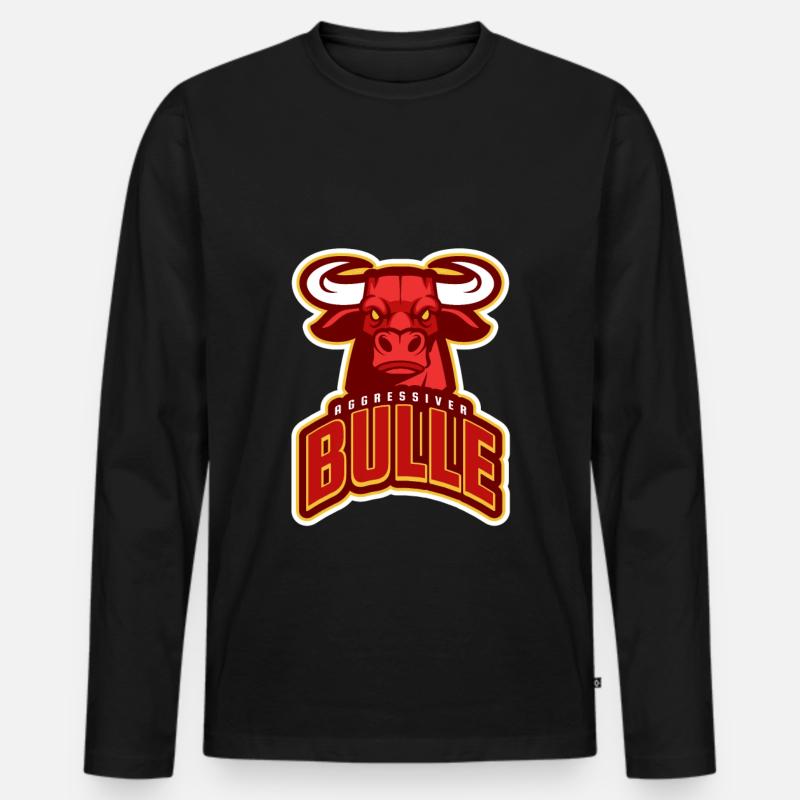 Aggressiver Bulle - Cooles Logo - Männer Premium Bio Langarmshirt - Schwarz