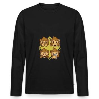 Emotionale Affen - Emoji Geschenk - Männer Premium Bio Langarmshirt - Schwarz - Vorne - Nico (187cm)