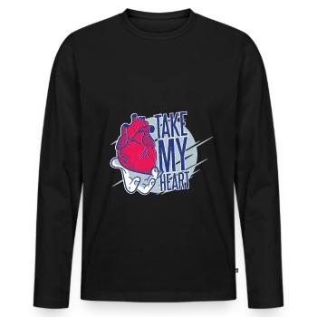 Ich schenke dir mein Herz - Romantisches Geschenk - Männer Premium Bio Langarmshirt - Schwarz - Vorne - Nico (187cm)
