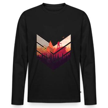 Motif de randonnée moderne - Hobby Mountaineering - T-shirt manches longues Premium bio Homme - noir - Devant - Nico (187cm)