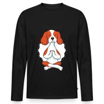 Yoga dog meditating - Men's Premium Organic Long Sleeve Shirt - black - Front - Nico (187cm)