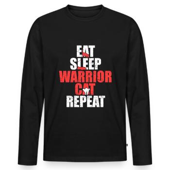 Mangez des tshirts Sleep Warrior Cat Repeat - T-shirt manches longues Premium bio Homme - noir - Devant - Nico (187cm)